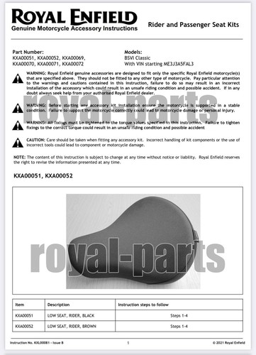 Royal Enfield ''BROWN LOW RIDE RIDER SEAT'' For NEW CLASSIC REBORN 350cc. - Picture 10 of 13