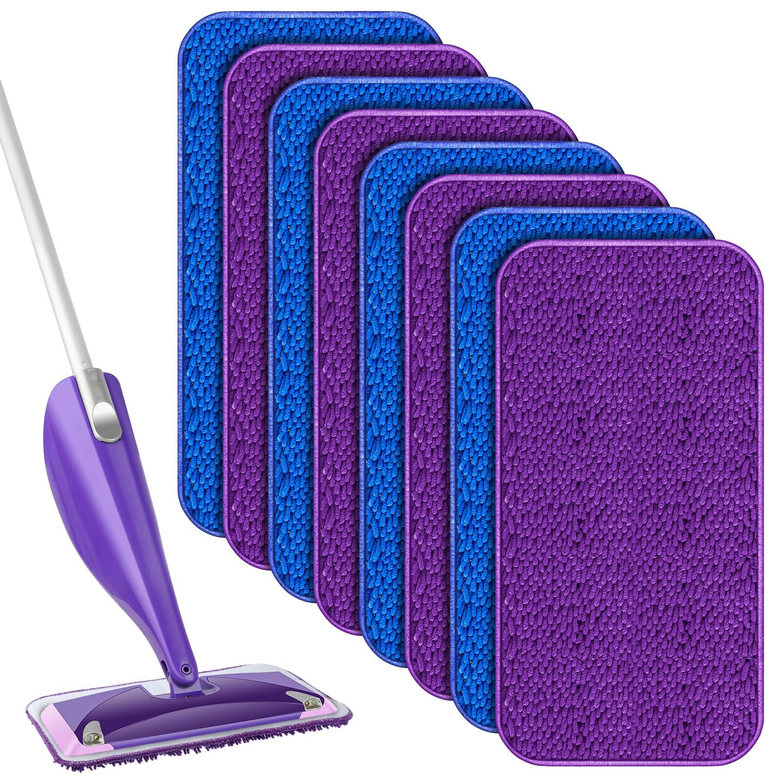 8 Pack Reusable Microfiber Mop Pads Compatible with Swiffer Wet Jet Refills