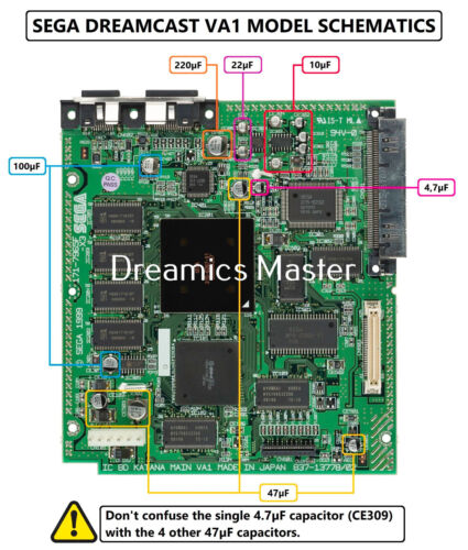 Sega Dreamcast | SMD Keramik Kondensator Ersatz Kit | Universal Capkit - Bild 3 von 10