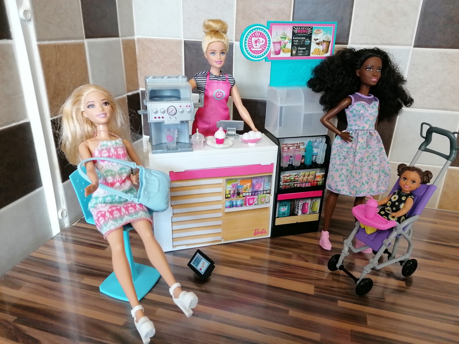 Mattel Barbie Coffee Shop Playset Doll Bundle with Accessories