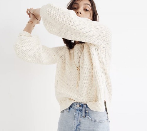 MADEWELL Ivory Balloon-Sleeve Pullover 