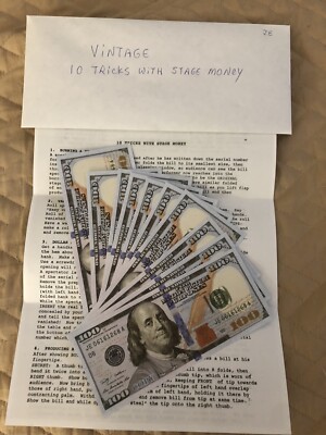 Vintage 10 TRICKS WITH STAGE MONEY - Ten Magic Tricks With 10 Fake Bills - New