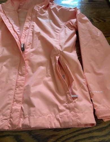 COLUMBIA Girls KIDS PEACH COLOR Omni Tech Zip Hoodie RAIN JACKET SIZE M 10/12 - Picture 8 of 11