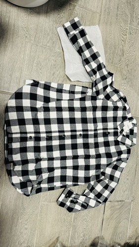 J Crew Shirt Womens Black White Plaid Check Flannel Long Sleeve Shirt Size XL - Picture 4 of 6
