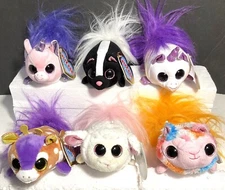 Fuzzee Tails Plush Animals 5" long - Lot 6 ASSORTED - New w/ Tags - SEE NOTES