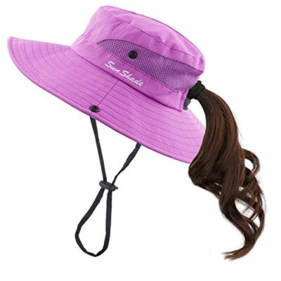 Muryobao Women Ponytail Summer Sun Hat Wide Brim UV Hats