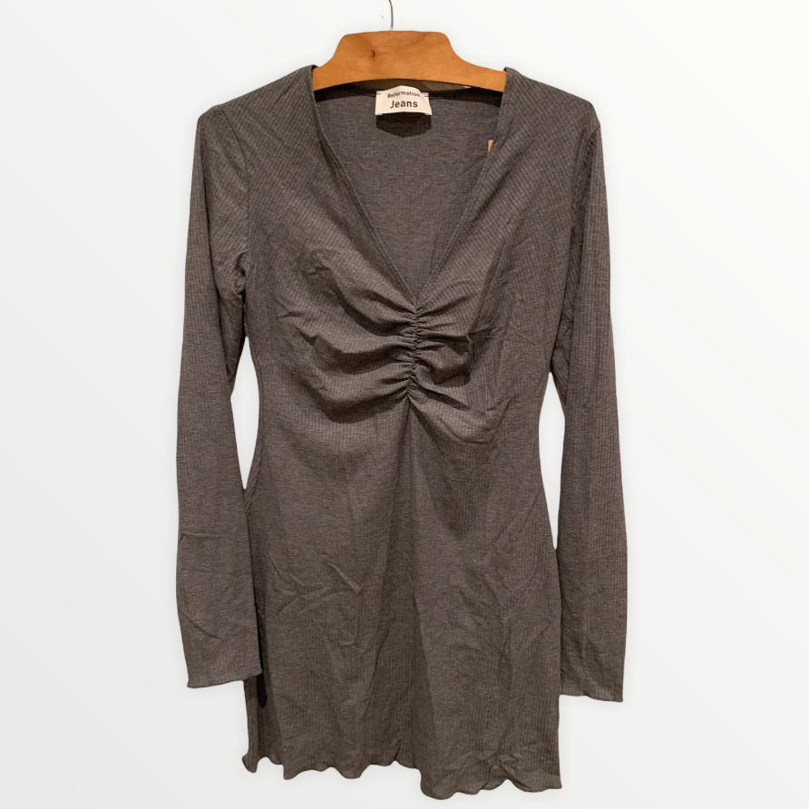 cheap knitted dresses Collared ribbed knit dress Taupe Taupe / Medium main image 1