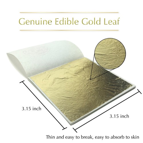 Hojas de hoja de oro comestibles 24K x 10 hojas | Grandes 3,15 pulgadas | Goldleafking - Imagen 3 de 6