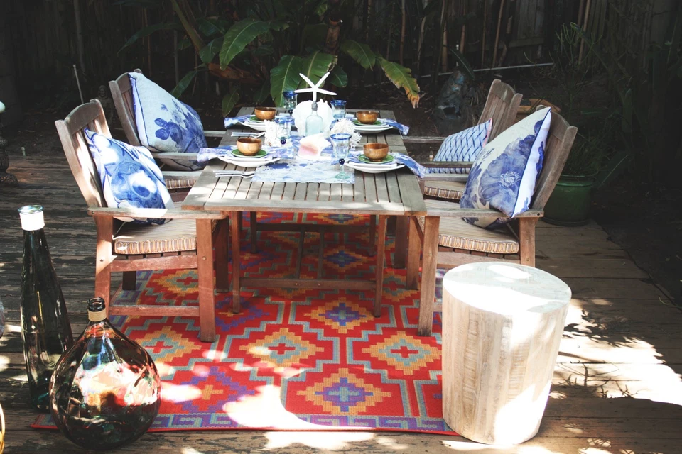 Recycled Plastic OutdoorRug Waterproof Reversible Lhasa Orange & Violet Moroccan - image 4 of 4