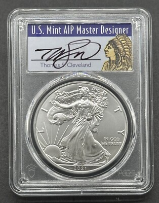 American 2021-(P) 1 $ Graded First Strike Type-1 Silver Eagle Dollar PCGS MS70