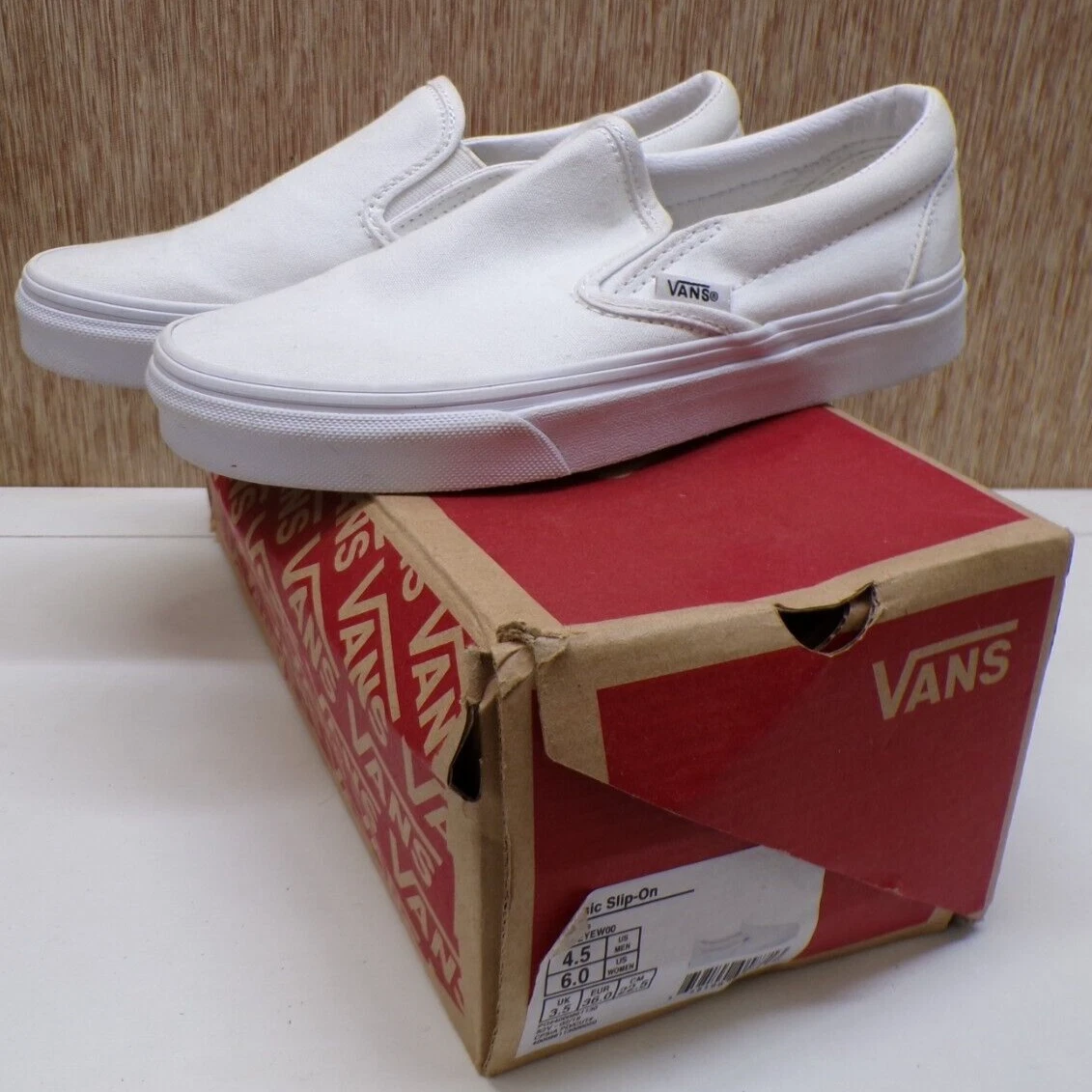 Scarpe classiche Vans slip on vera tela bianca tutte le taglie spedizione veloce gratuita