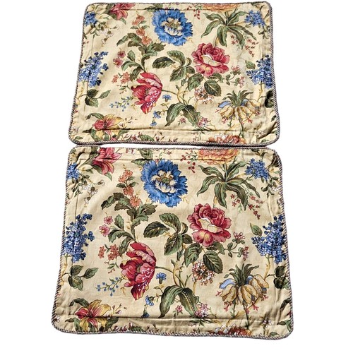 Waverly Carriage House Pillow Shams Standard Floral Rose Parchment Set of 2