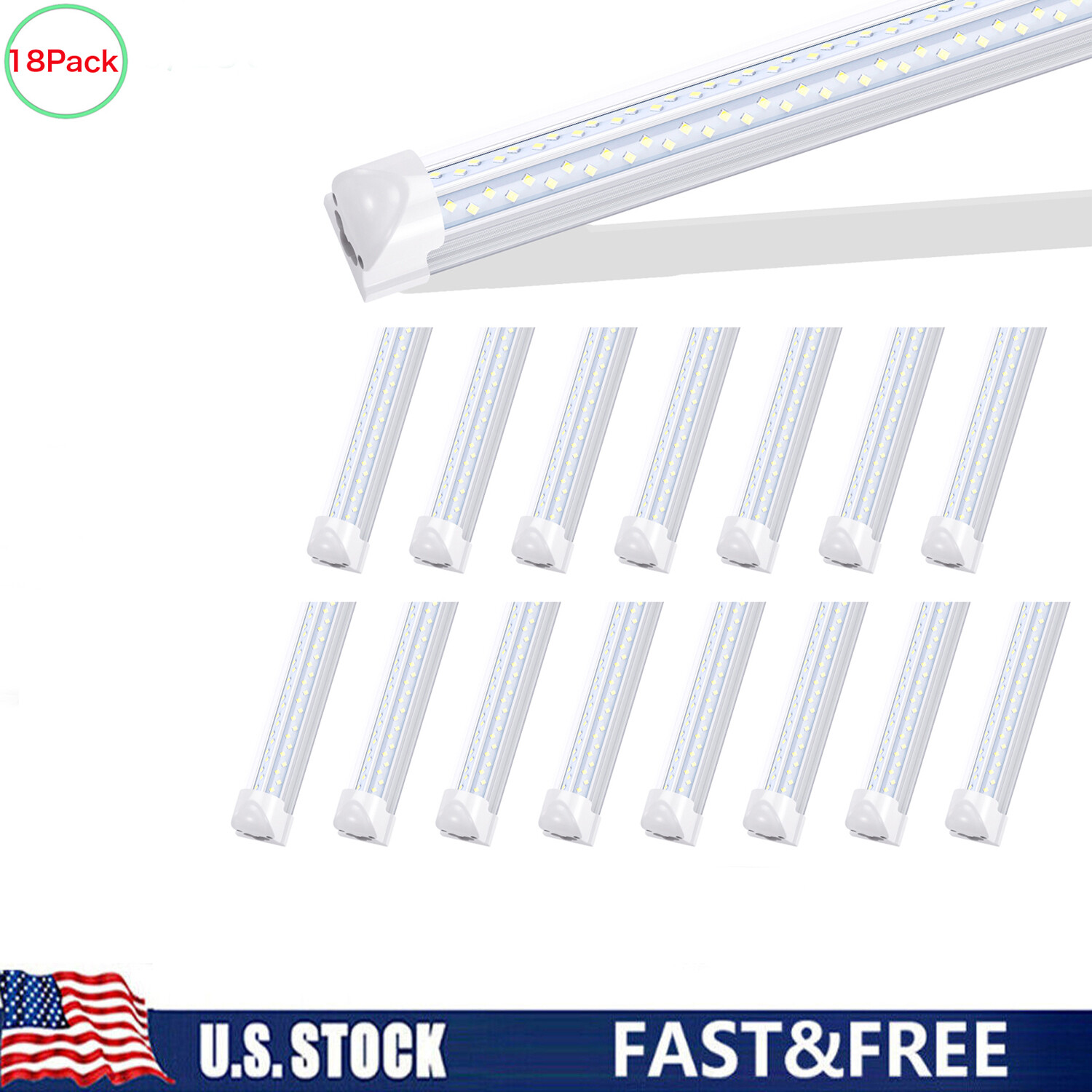 18PACK 8FT Led Shop Light 120W T8 Integration 8 Foot Led Light Fixture Warehouse