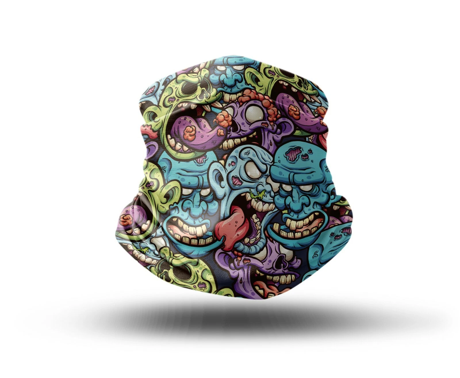Washable Fabric Face Cover Neck Gaiter Unique Print Zombie Heads Design EU Made