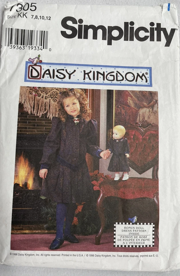 Daisy Kingdom Pattern 7305 Childs Dolls Matching Dress Size 7,8,10,12 Vintage - Image 2 of 4