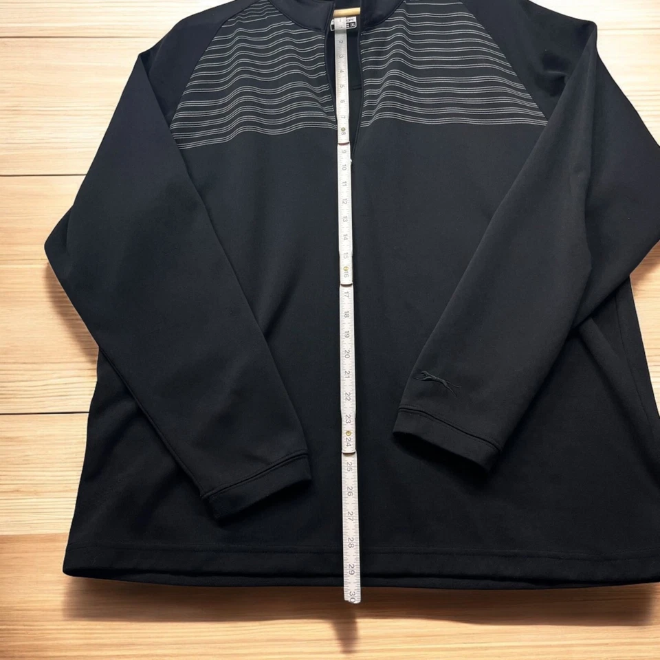 Slazenger Long Sleeve 1/4 Zip Pullover Shirt Mens XL Black w/gray stripes golf - Image 3 of 4