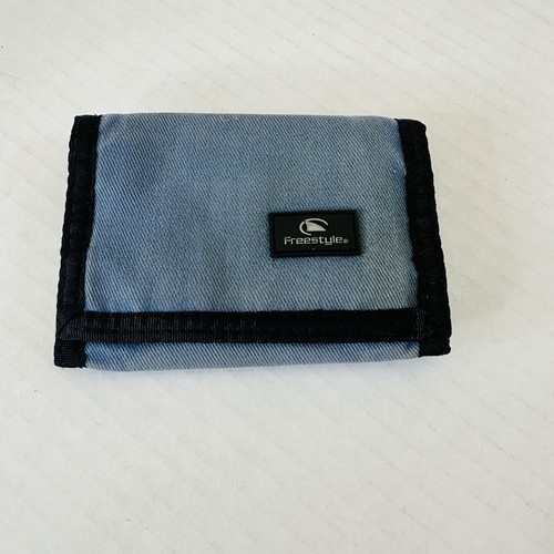 VTG 1980s Freestyle Trifold Blue Denim Wallet Card Slots Coin Pouch ID Slot NOS