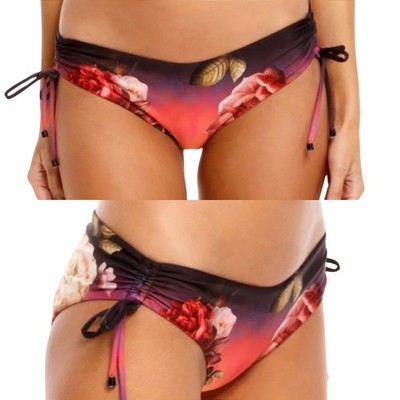 Agua Bendita Erielle Eda Shade Bikini Swim Bottom 3XL Floral Pink Black Beach