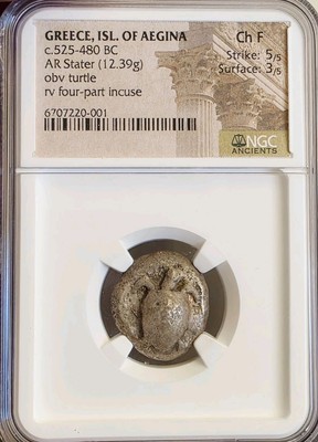 Greek Isle Of Aegina Turtle Stater NGC CH Fine Ancient Silver Coin | eBay