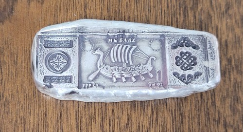 Vintage MK Barz .999 Silber 1ozt Barren The Siege Wikingerschiff Silberbarren 16