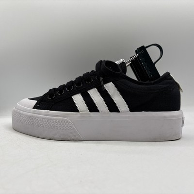 adidas Nizza Platform Women s Retro Streetwear Sneakers Size 8.5 Black/White