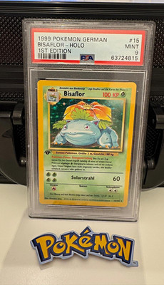 Venusaur 1st Edition Base Set 1999 - German Bisaflor - No Shadowless - PSA 9