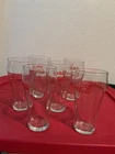 Vintage Coca-Cola Coke Clear Drinking Glass w/Red Lettering 6" Tall.  Set of six