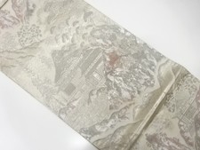 7473306: JAPANESE KIMONO / ANTIQUE FUKURO OBI / SILK / PLATINUM FOIL / WOVEN TEM