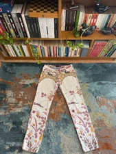 Roberto Cavalli Womens Trousers Floral Jeans AOP Italy Y2K Vintage Size 31
