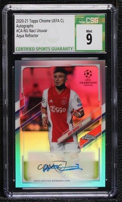 2020-21 Chrome UEFA Champions League Aqua Refractor Naci Unuvar CSG 9 Auto 0h2x