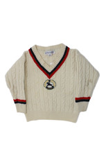 Burberrys Childrens Boys V Neck Cable Knit Sweater White Size 3-5