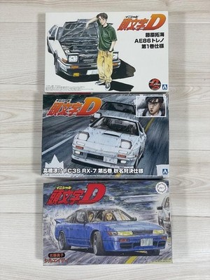 Initial D 1/24 AE86 Trueno + FC3S RX-7 + Sil80 Japan Rare Unbuilt Model Kit Set