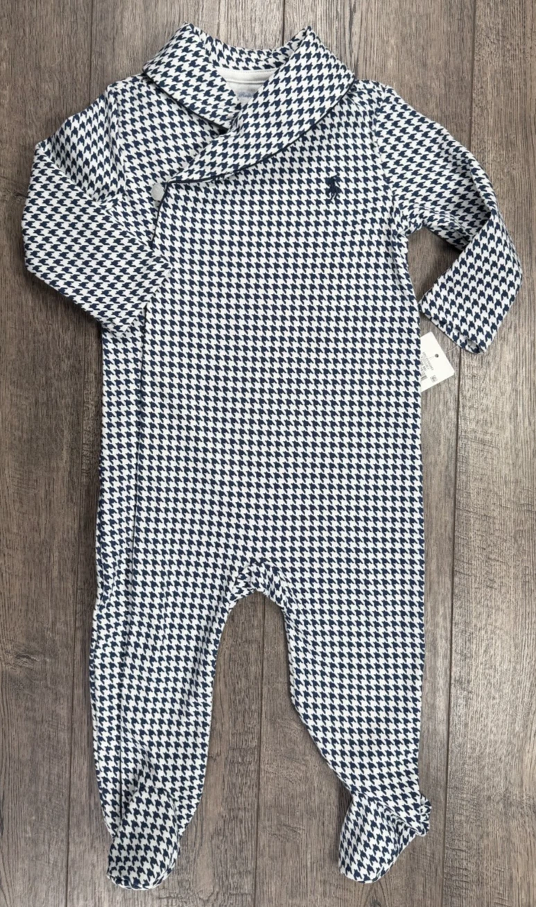 Baby Boy/Girl Clothes New Ralph Lauren 9 Month Blue Dressy Design Footed Outfit
