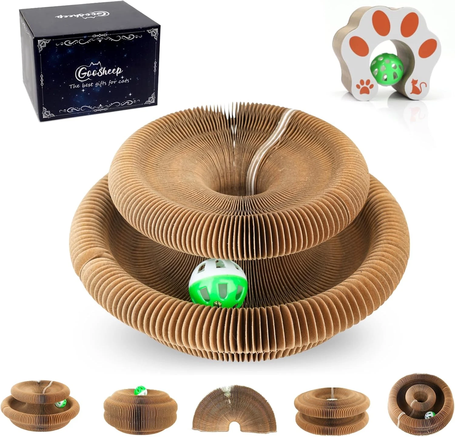 Accordion Magic Cat Scratcher Toy - Cardboard Scratching Pad for Indoor Cats