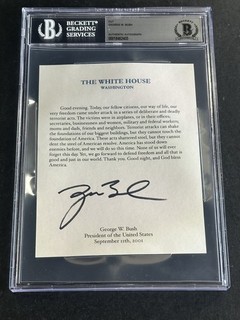 George W Bush President Signed White House 9/11 Print BGS BAS Beckett AUTO