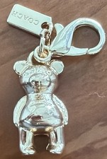AUTHENTIC COACH NY GOLD TEDDY BEAR BAG CHARM CLIP KEYRING