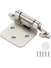 50 Pack (25 Pairs) 1/2 Inch Overlay Kitchen Cabinet Hinges, Satin Nickel