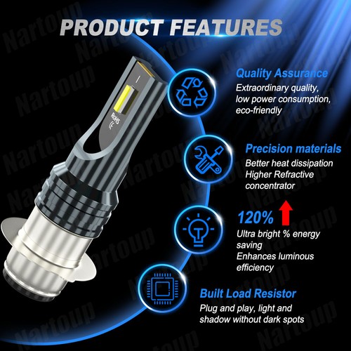 2x blue Hi/Low 8000k LED Headlight Bulbs for Yamaha Big Bear 350 1987-1999 - Foto 10 di 10