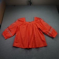 Wrangler Retro Blouse Womens Xl Orange Boho Embroidered Square Neck Western Wrangler Retro Blouse Womens Xl Orange Boho Embroidered Square Neck Western