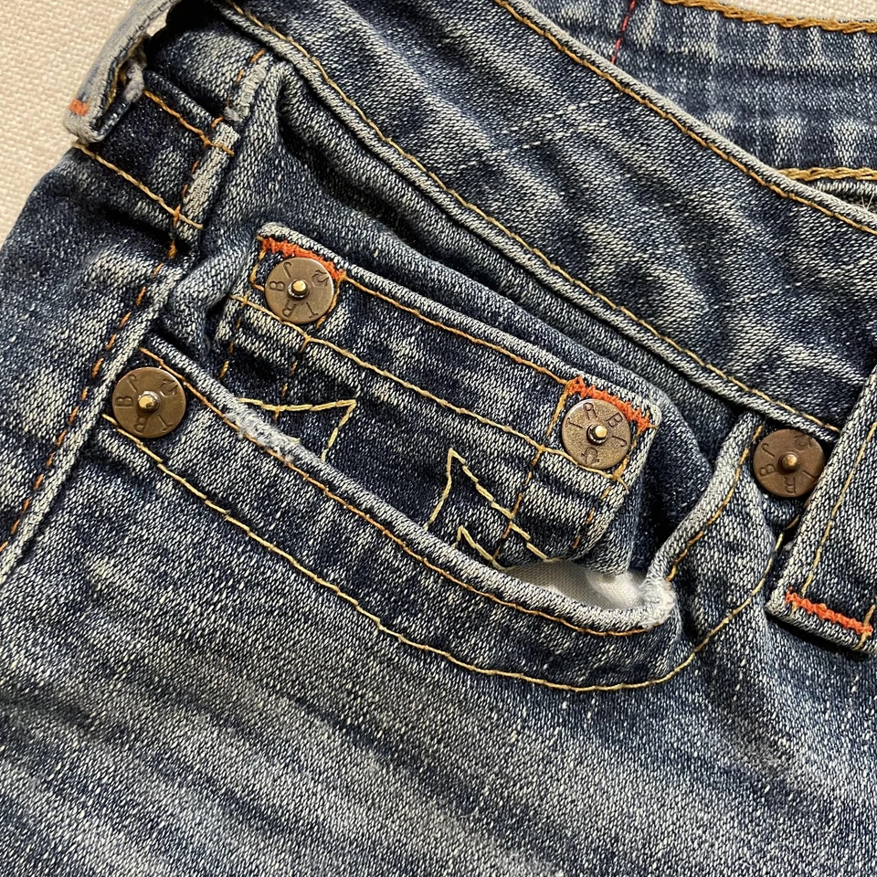 Vintage True Religion Jeans Womens 27x33 Blue Straight Leg Low Rise Made USA Y2K - Image 2 of 4