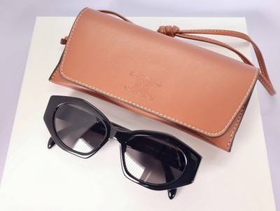 Celine CL40238U 01U 55mm Cat Eye Black Sunglasses with Gray Lens