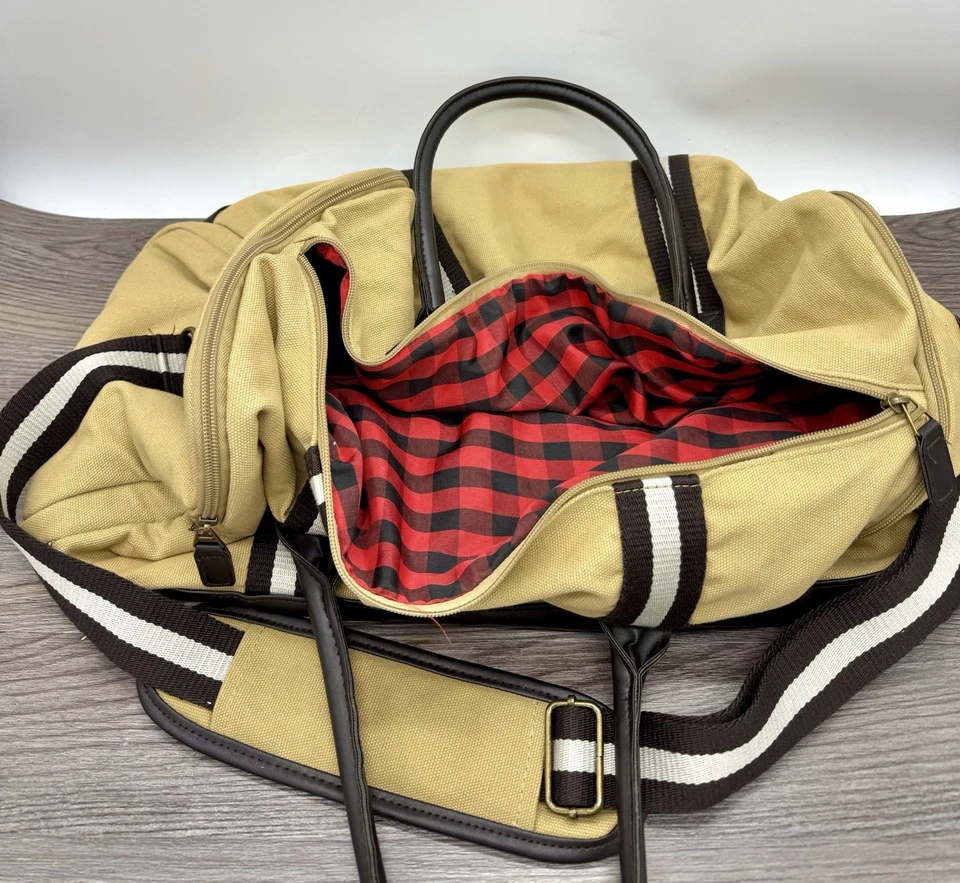 Bolso de Lona Heritage Supply Co Resistente Bronceado Rayas Retro Durante la Noche Fin de Semana para Hombre Foto 2 de 4