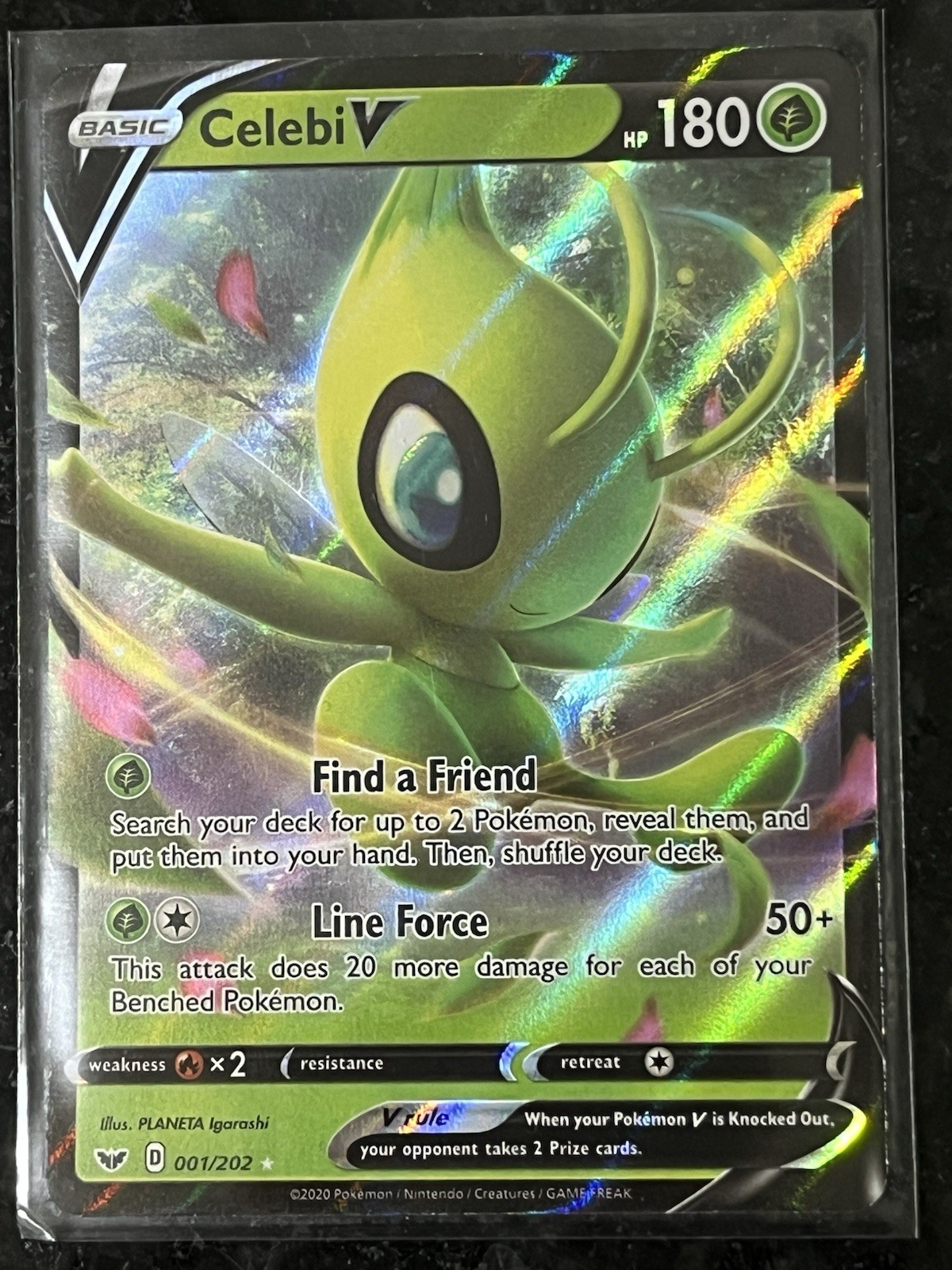 2020 Pokemon, Sword & Shield Base, #001/202 Celebi V, Holo Ultra Rare
