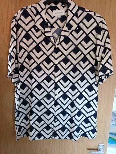 M&S Autograph Mens Large Abstract Chevron Print S/S Shirt Viscose VGC - Picture 6 of 10