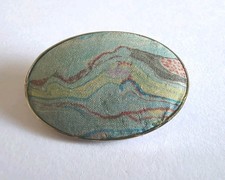 Vintage Brosche Seidenmalerei Uhlig- Stil Abstraktdesing Klein&Fein Edel