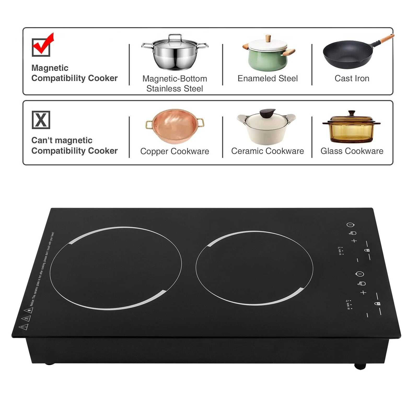 4000W 2 Burner Kitchen Induction Cooktop Induction Cooker Electric Cooking Stove