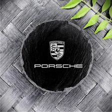 Porsche Style Slate Coaster Brand New Handcrafted Laser Engraved Round