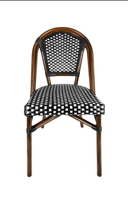 2 CHIVARI ARMLESS FRENCH BISTRO PATIO DINING CHIVARI CHAIR - BLACK & WHITE