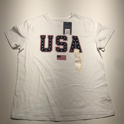 Universal Thread Women's Size Small USA White Short Sleeve Graphic T-Shirt NEW