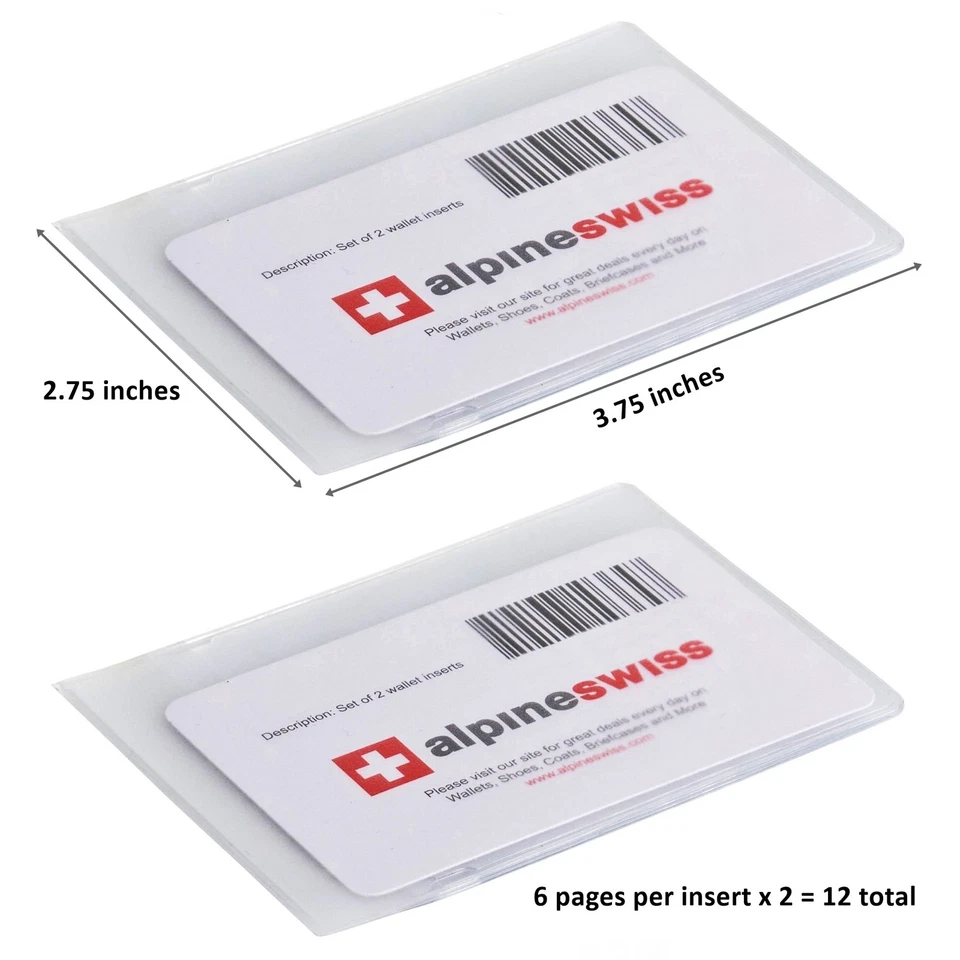 Alpine Swiss Set of 2 Wallet Inserts 6 Pages Credit Card Holder Picture Windows - Image 2 of 4